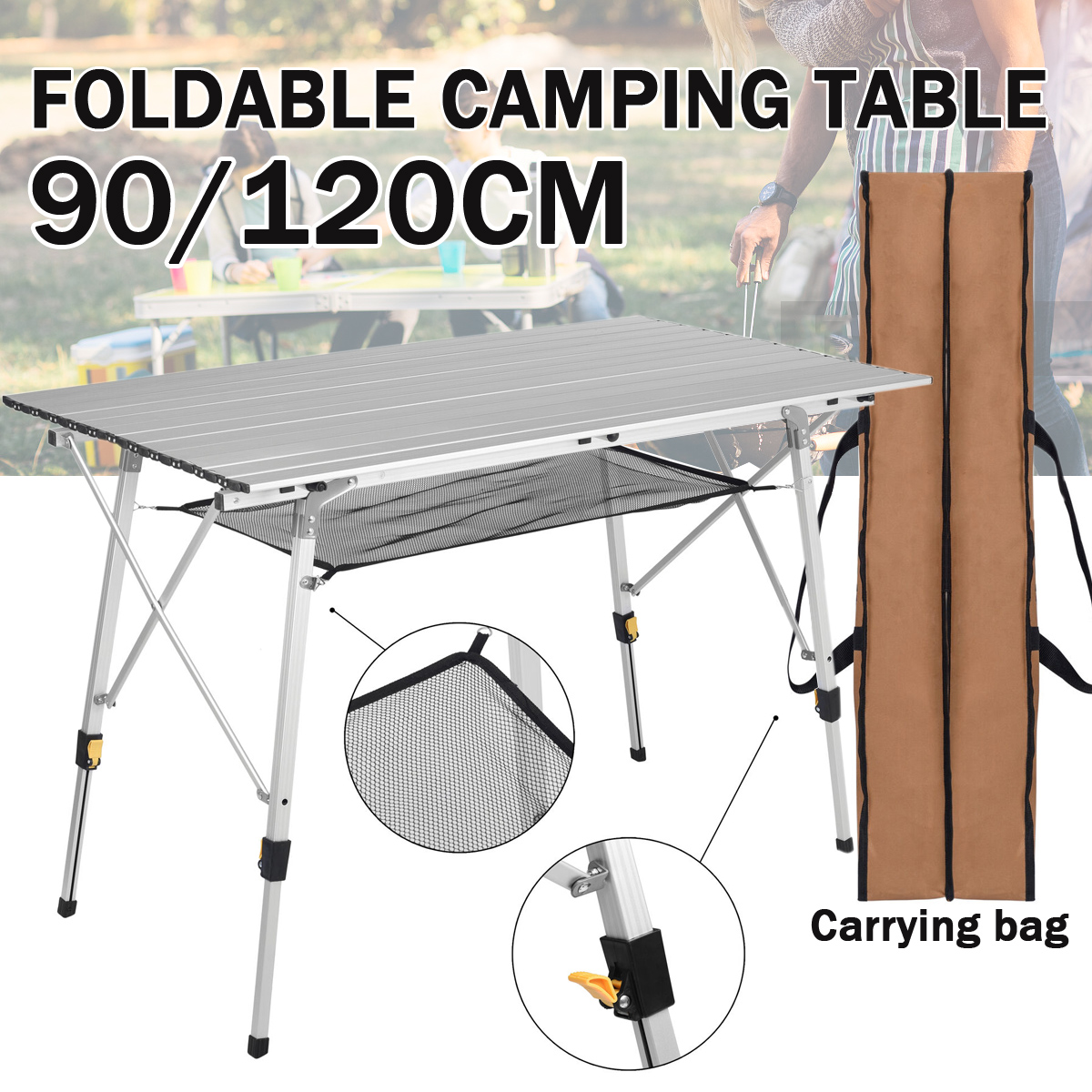TRA 140cm Aluminium & Steel Folding Portable Picnic Outdoor Camping Table BBQ 