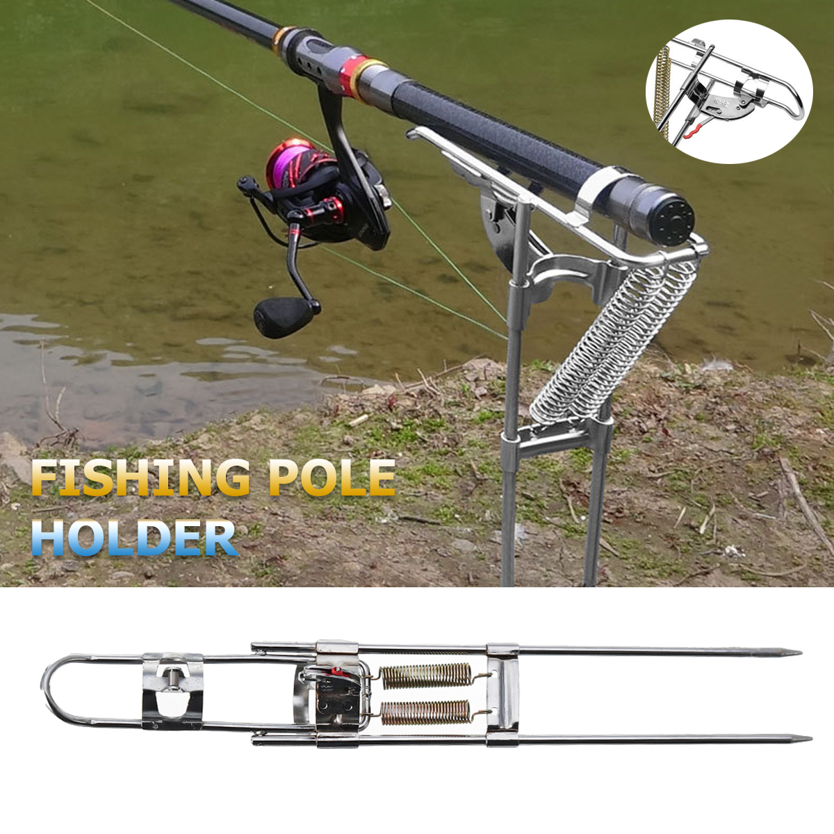 Details about   2pcs Adjustable Angle Direction Fishing Rod Holders Metal Ground Support Stands 
