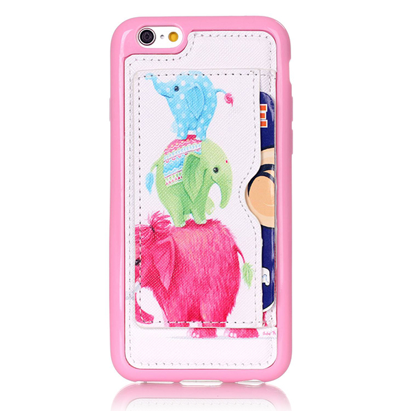 Fashion Pattern Little Elephant Creative Back Holder Protector Case For iPhone 6 6s