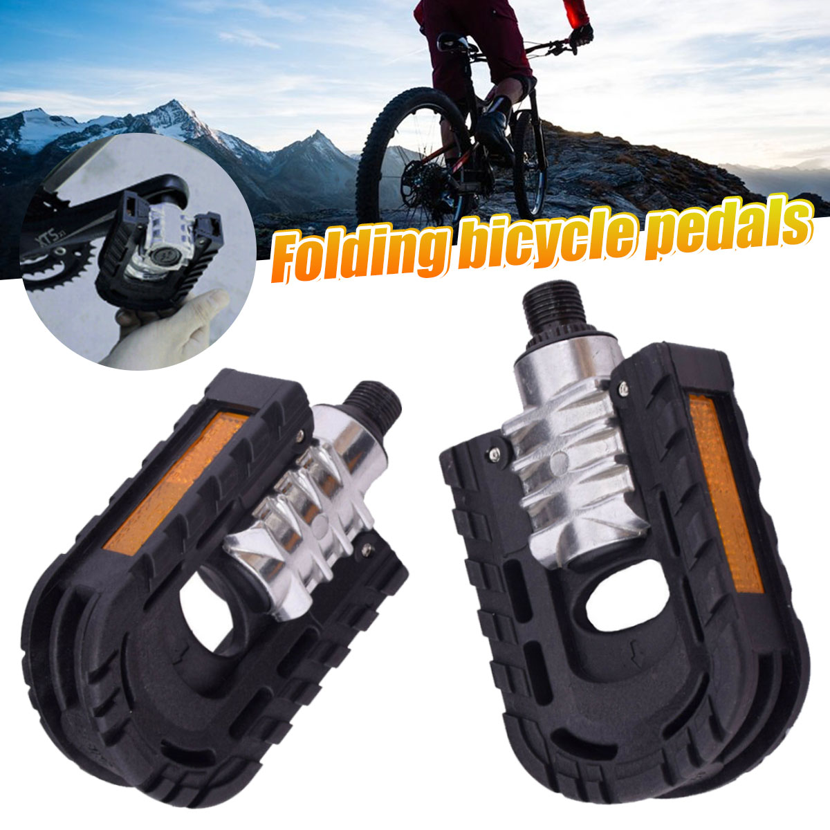 Details about   2PCS Aluminum Alloy Bike Pedals Foldable for Mountain Road Bicycle Cycling 14MM 