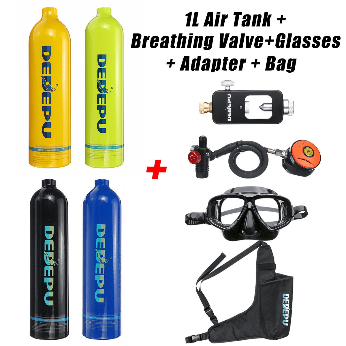 Mini 1L Scuba Oxygen Cylinder Diving Air Tank Kit Snorkeling Breathing Equipment 