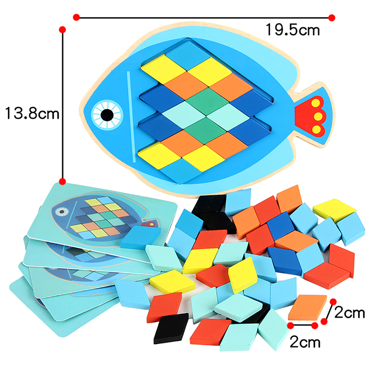 Wood DIY Assembly Jigsaw Puzzle Toy Colors Shapes Cartoon Fish Owl Matching Cards Toy for Children Learning - Photo: 10