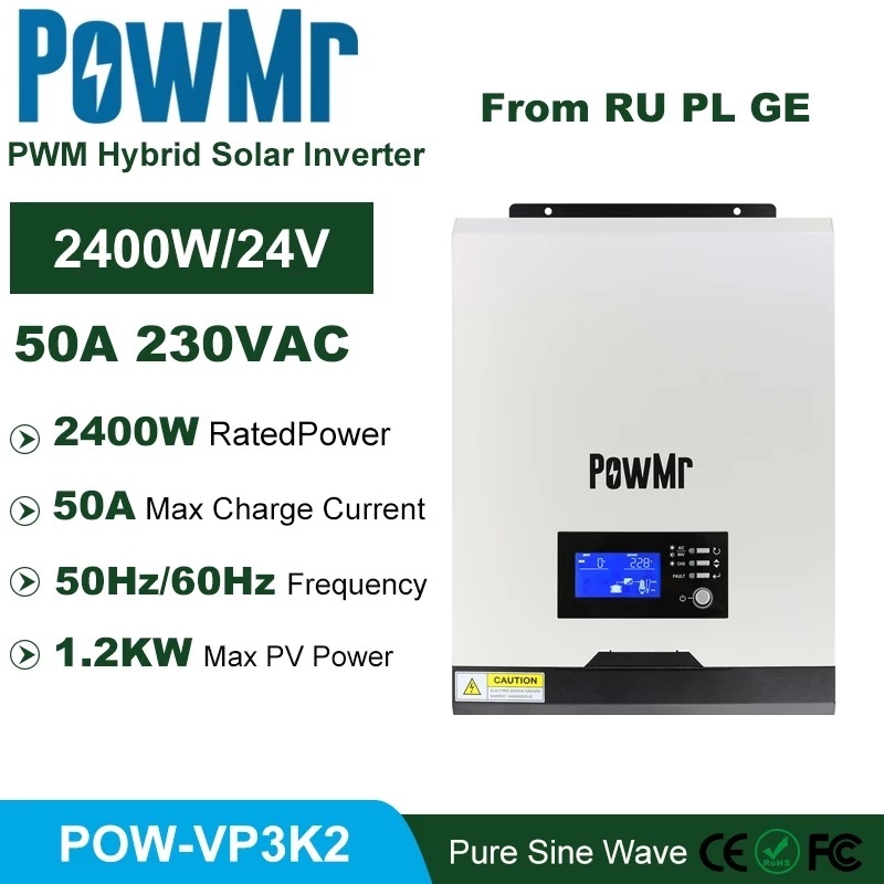 PWM Solar Inverter 2400W 24V 220V 50A 3Kva Off Grid Inverter 25A Battery Charger 
