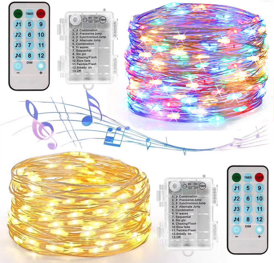 Twinkle LED String Fairy Lights 16.4ft 50LEDs Copper Wire 3 AA Remote Control 