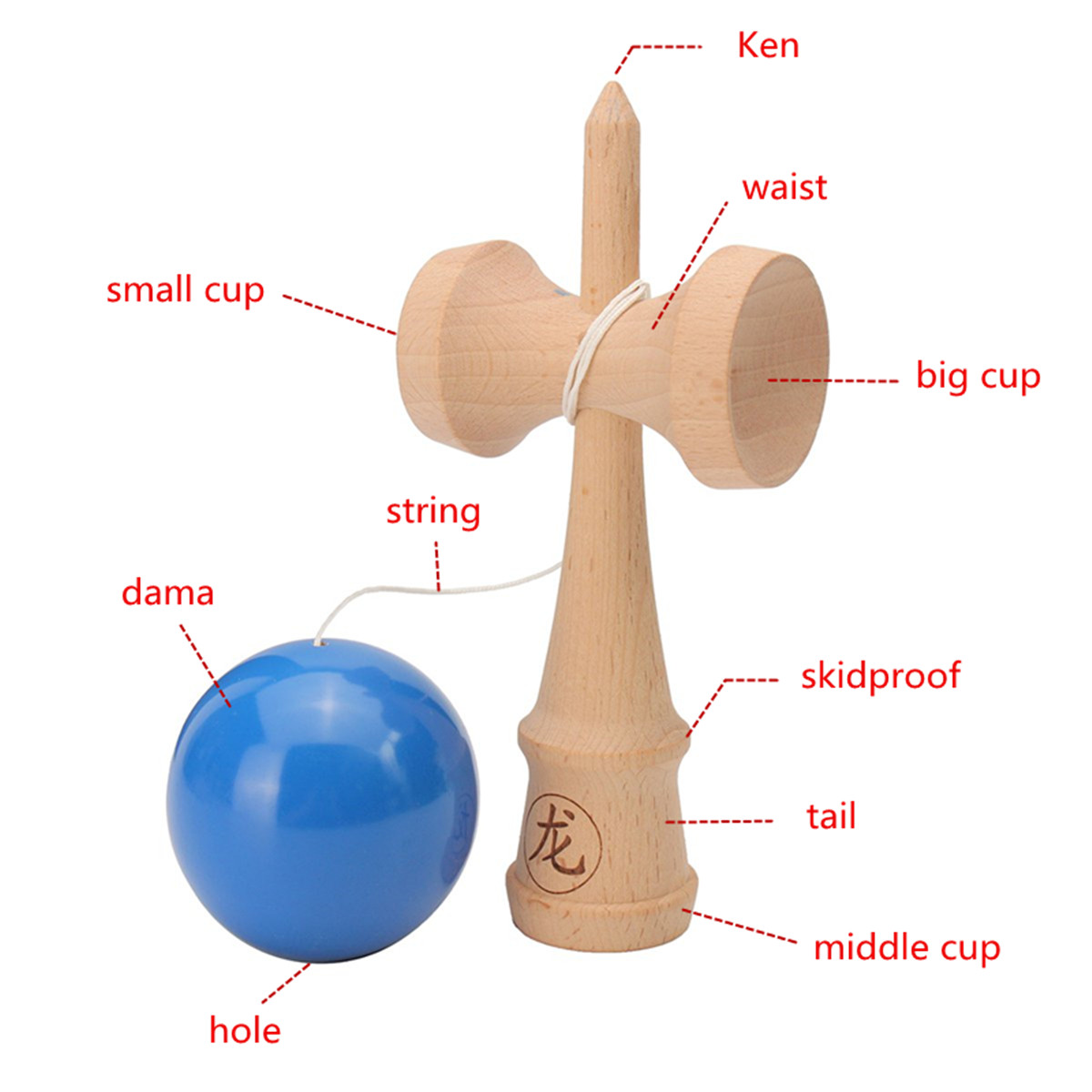 Wooden Crack Paint Kendama Toy Kid Skillful Ball Competition Game Black Gold 