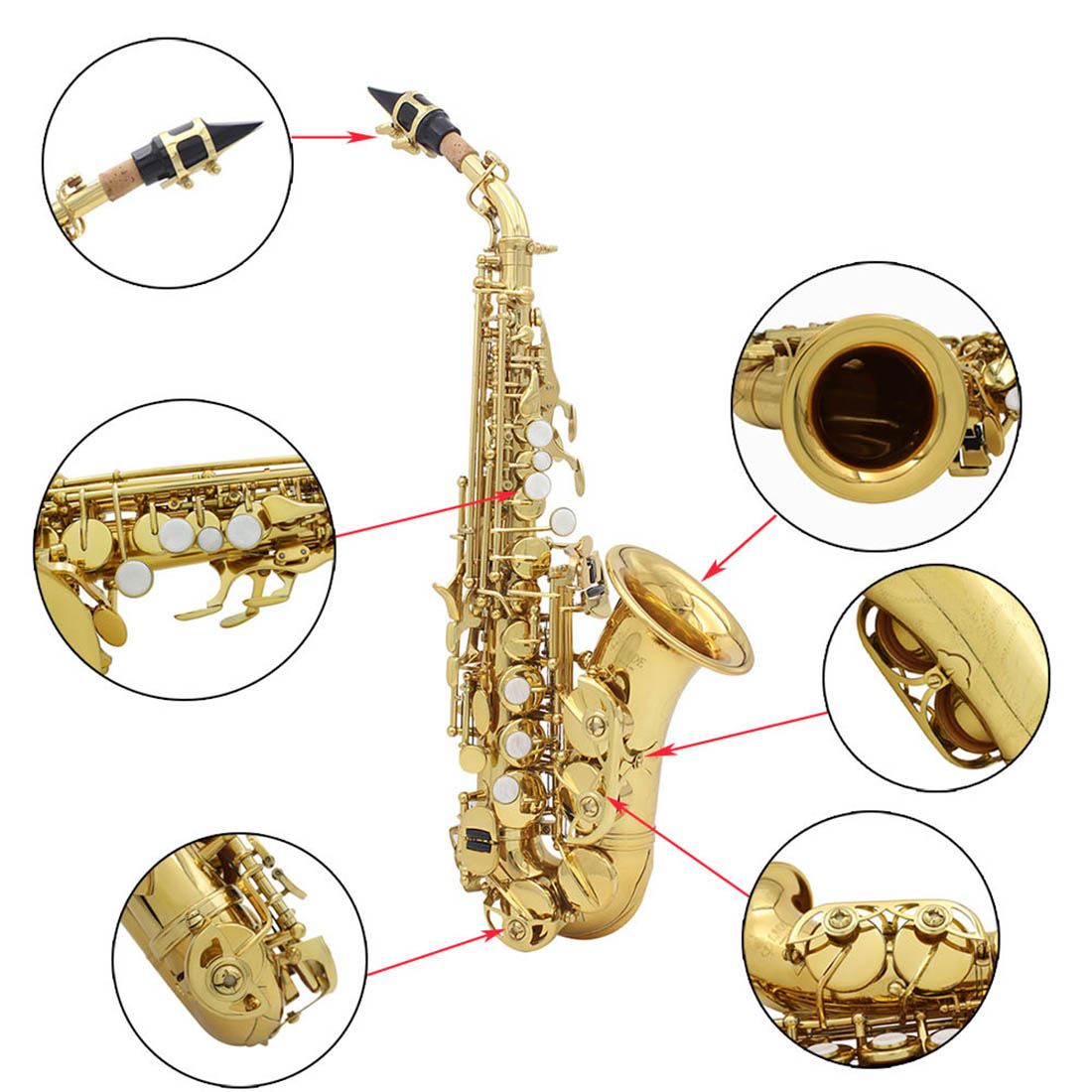 Slade Saxophone Alto Instrument E Fall Saxophone for Beginner with Cleaning Accessories - Photo: 6