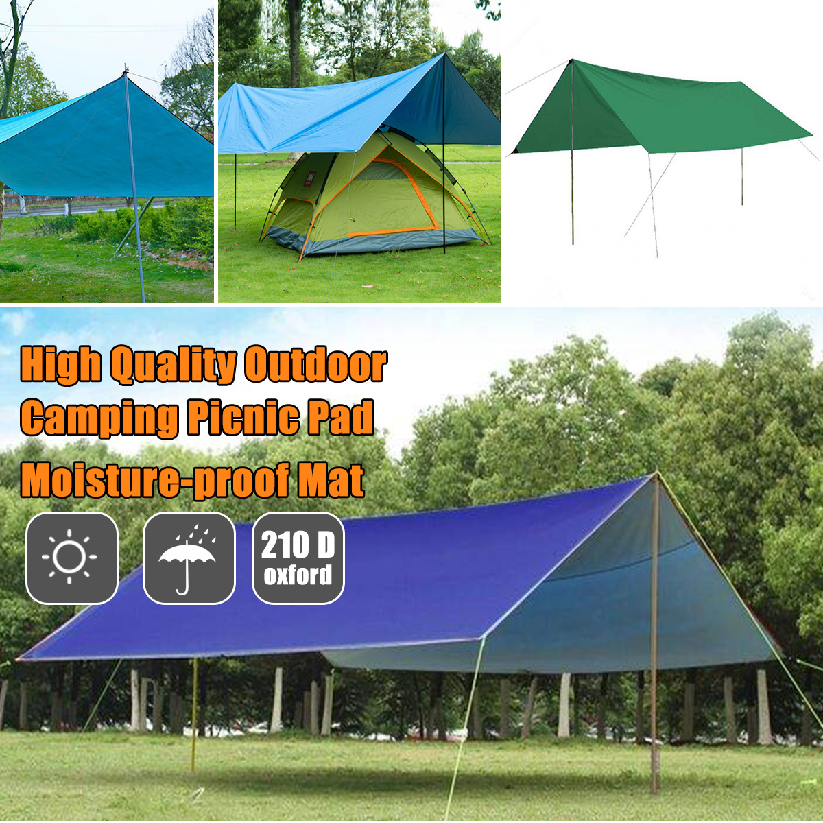 New Tent Tarp Rain Sun Shade Hammock Shelter Waterproof Camping Picnic Pad Mat 