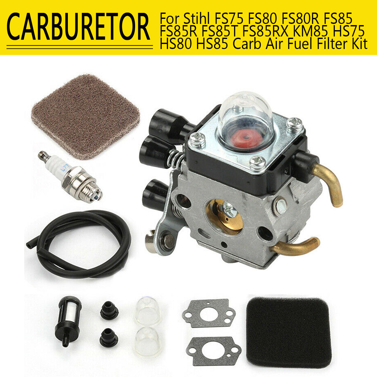 Carburetor For Stihl FS85 FS75 FS80 KM85 HS80 HS85 Carb Air Fuel Filter Kit 