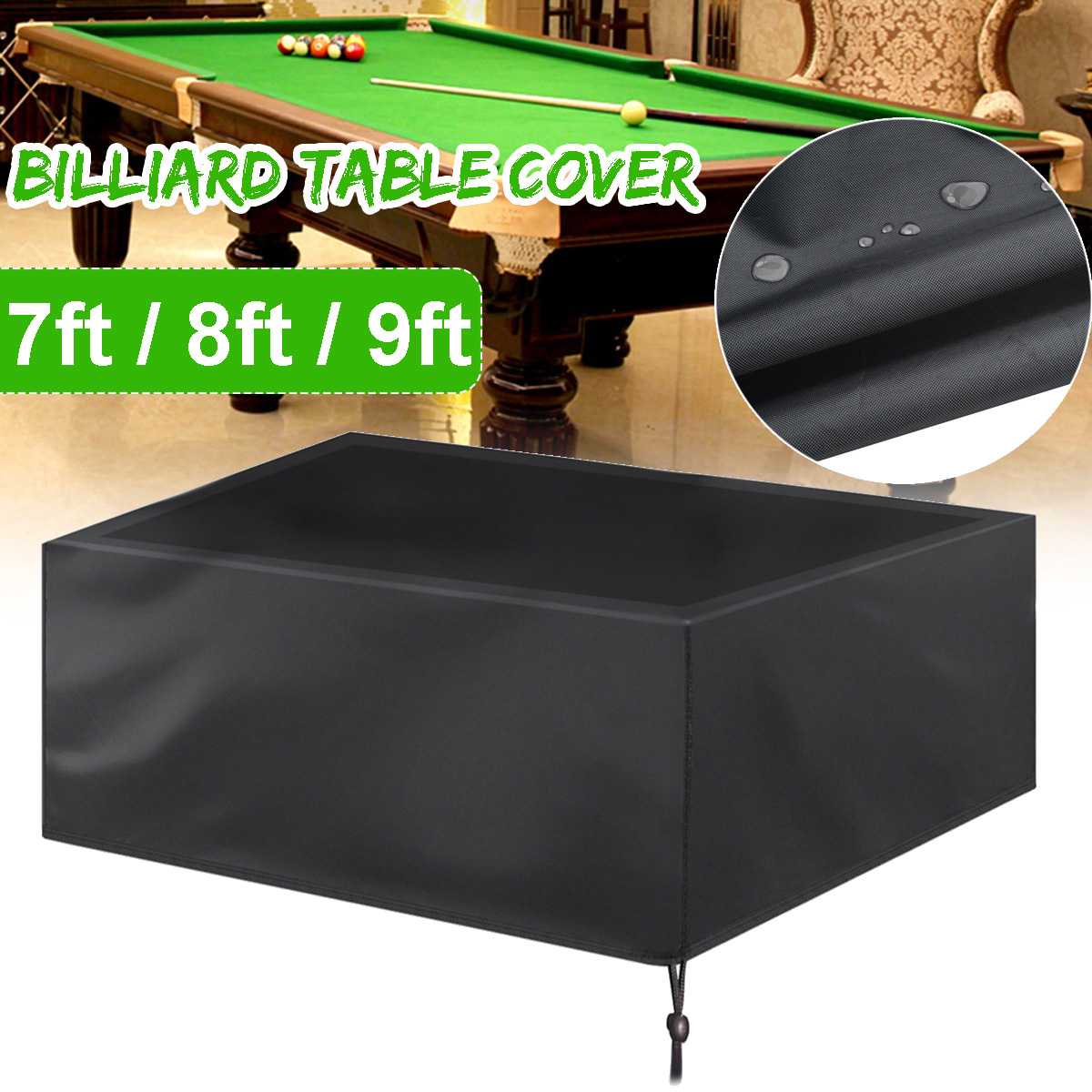 7FT Billiard Table Cover Pool Snooker Protector Polyester Waterproof Black UK 