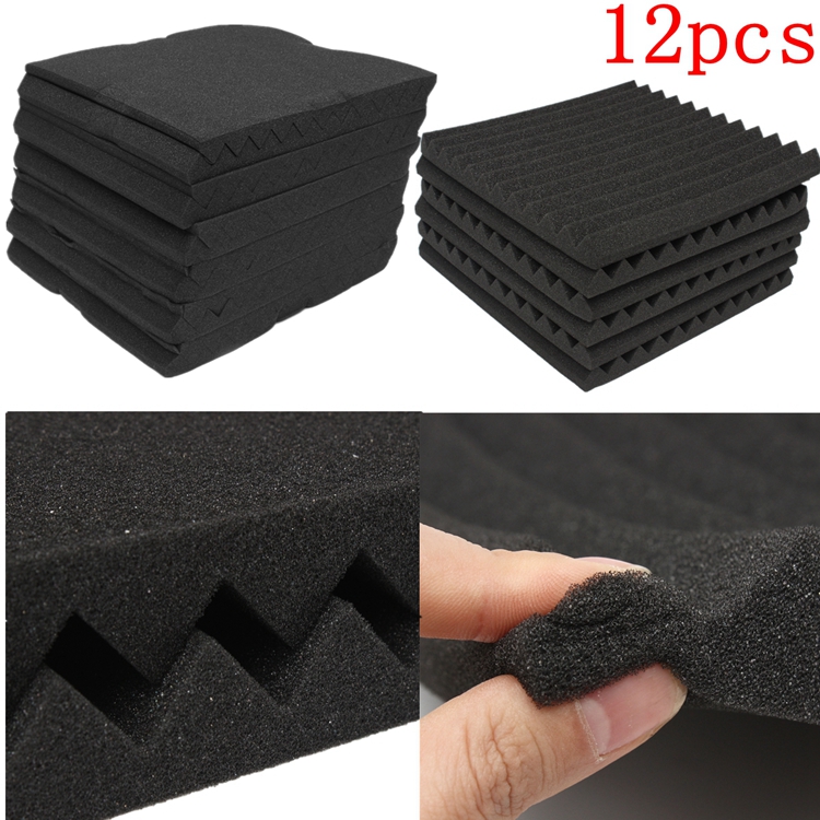 12 Packs Soundproofing Acoustic Studio Wedge Foam Tiles Wall Panels