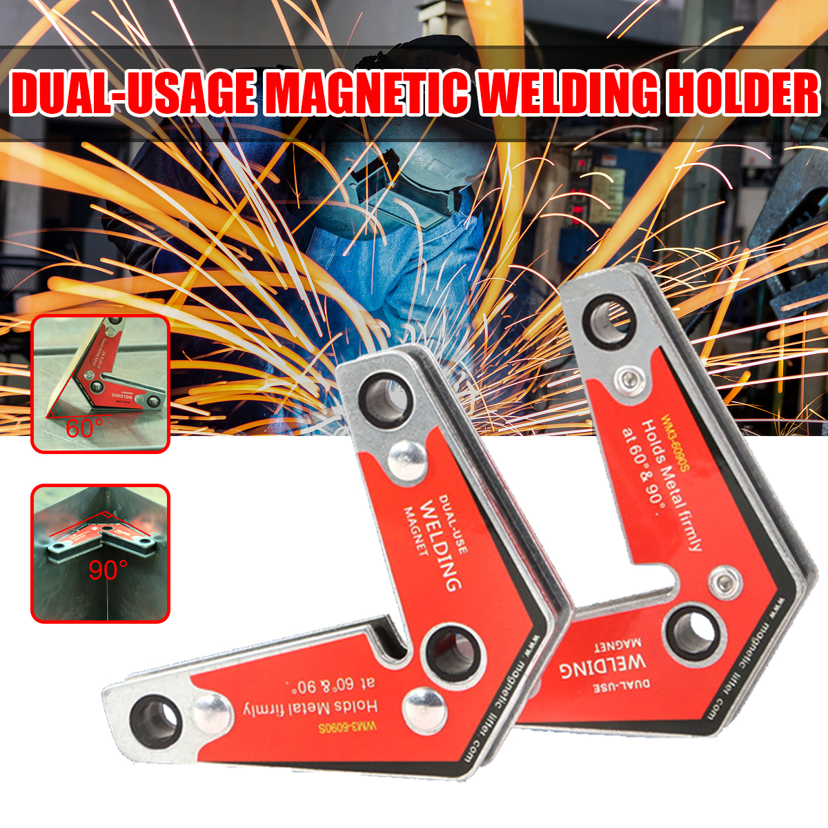 2pcs Welding Corner Holder Dual Use 60 & 90 Degree Welding Magnetic Corner Holder