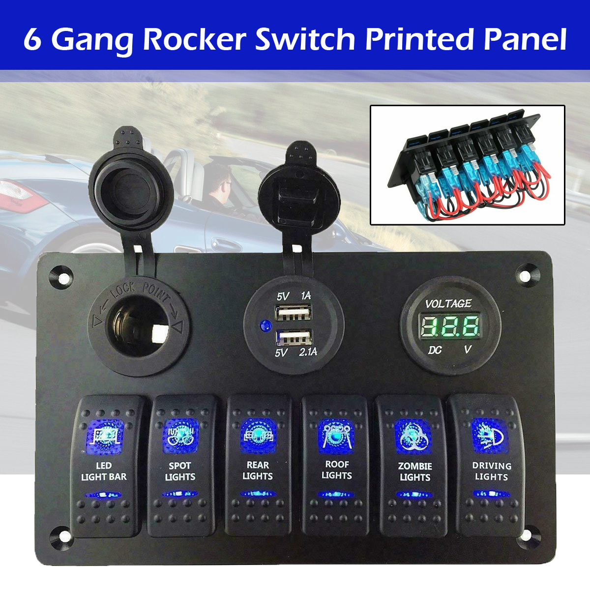 6 Gang Waterproof Marine/Boat Control LED Switch Panel BREAKR