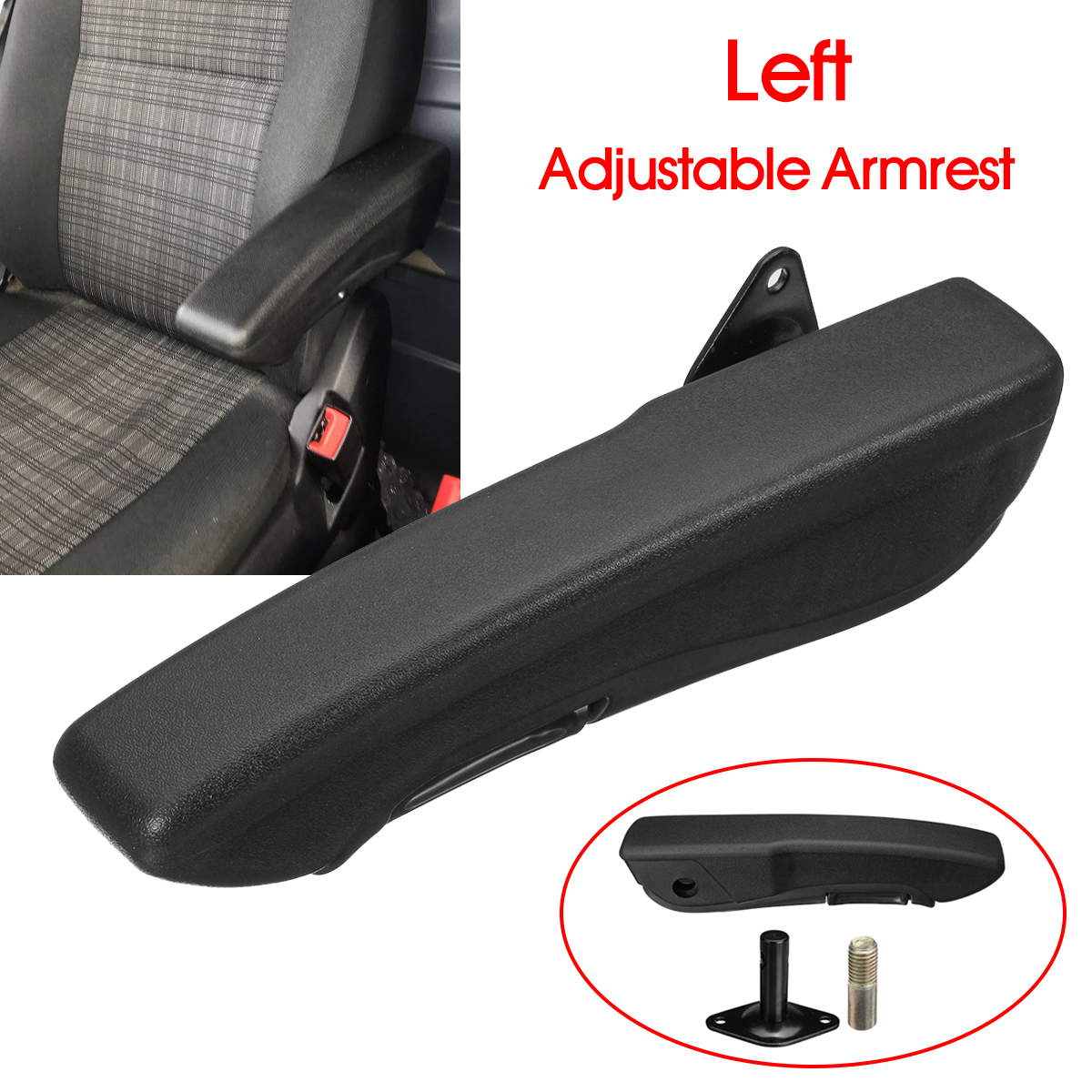 Pair of Car Seat Armrest Adjustable 38.5 cm Adjustable Universal Seat Armrest Truck Car Caravan Van 