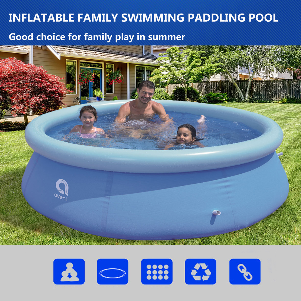 Inflatable Swimming Pool & Inflator Family Paddling Pools Outdoor Garden Bathtub 