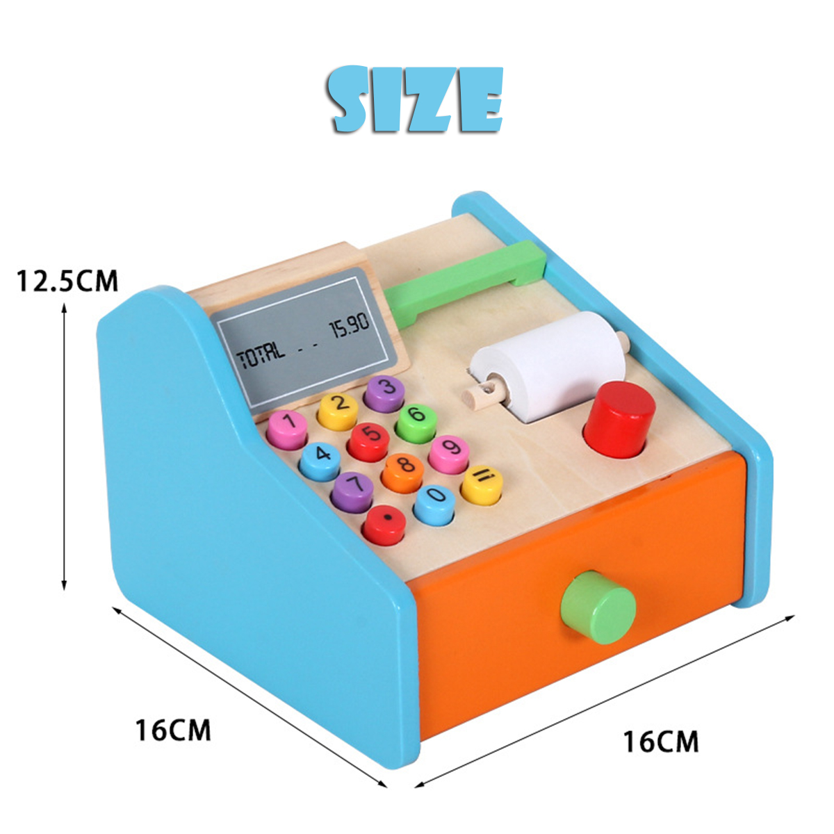 Wooden Cash Register Shop Grocery Checkout Play Game Learn Education Toys for Kids Perfect Gift - Photo: 6