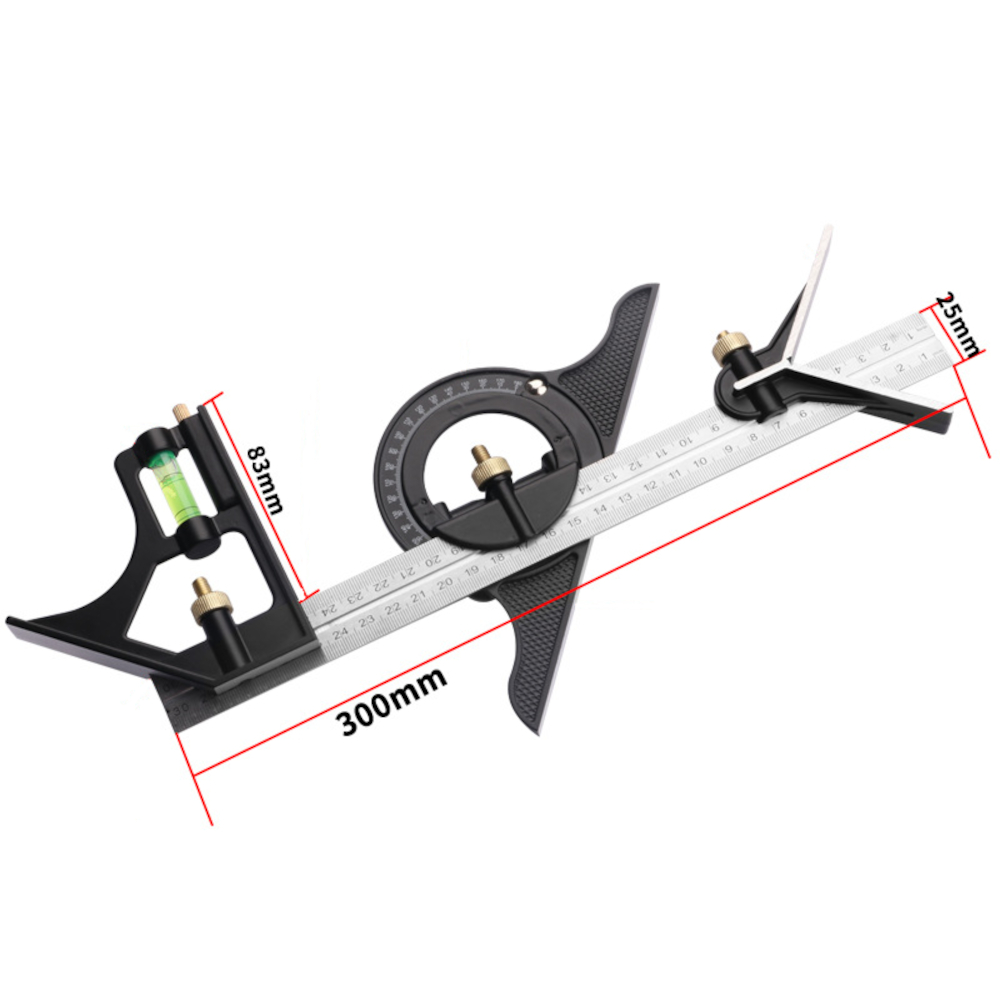 300mm 3in1 Stainless Steel Protractor Angle Finder Positioner Level Ruler Tool 