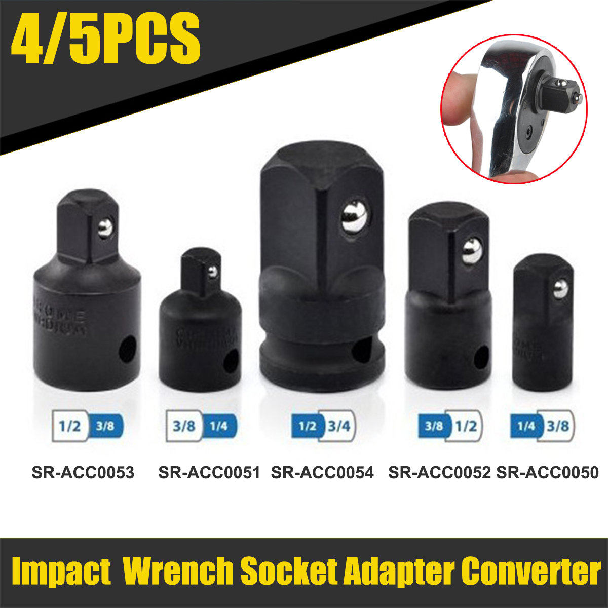 3/8" Female To 1/2" Male 1/4 inch Drive Ratchet Impact Socket Adapter Converter