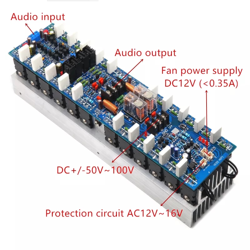 High power assembled HIFI 1000W mono amplifier board TTC5200/TTA1943 w/ heatsink 