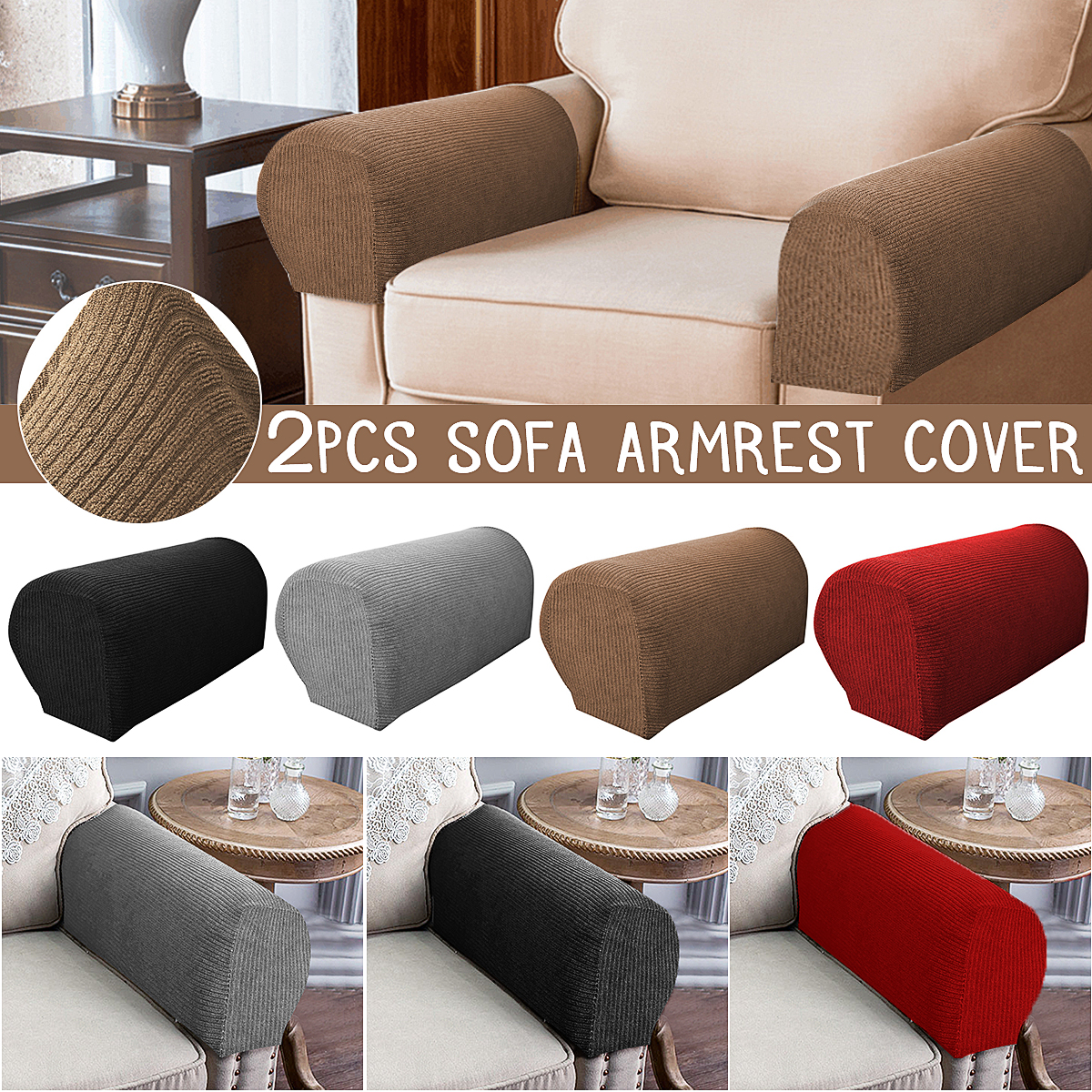 2x Sofa Armrest Covers Furniture Couch Armchair Arm Slipcover Dark Blue 