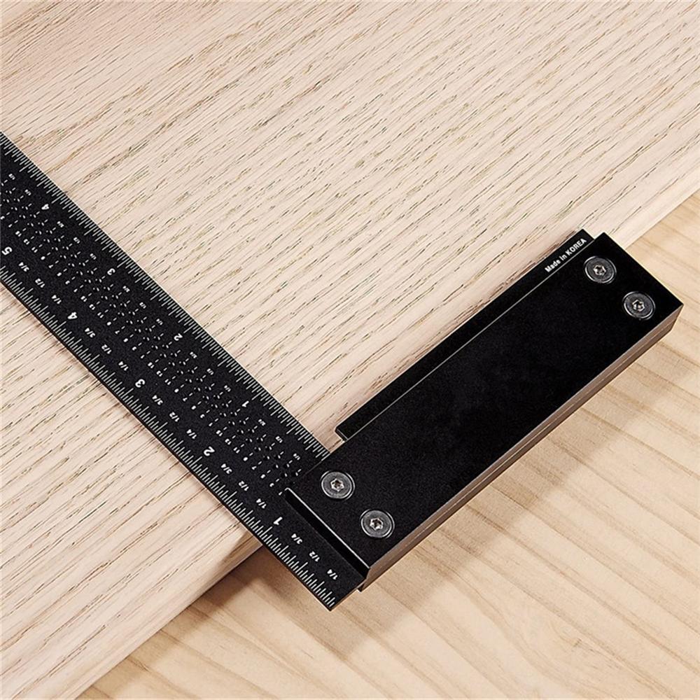 200mm L-Square Angle Ruler Aluminum Precision Woodworking Inch/Metric 851 inch 