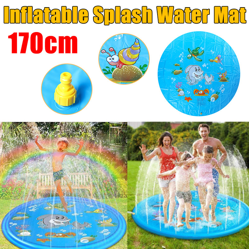 2Pcs 170CM Sprinkler Water Inflatable Pad Splash Play Mat Kid Pool Toy Swimming 