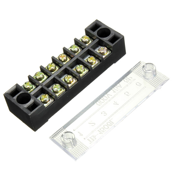 6Sets 600V 15A 4/5/6 Positions Dual Row Screw Terminal Blocks with Strip Jumpers 