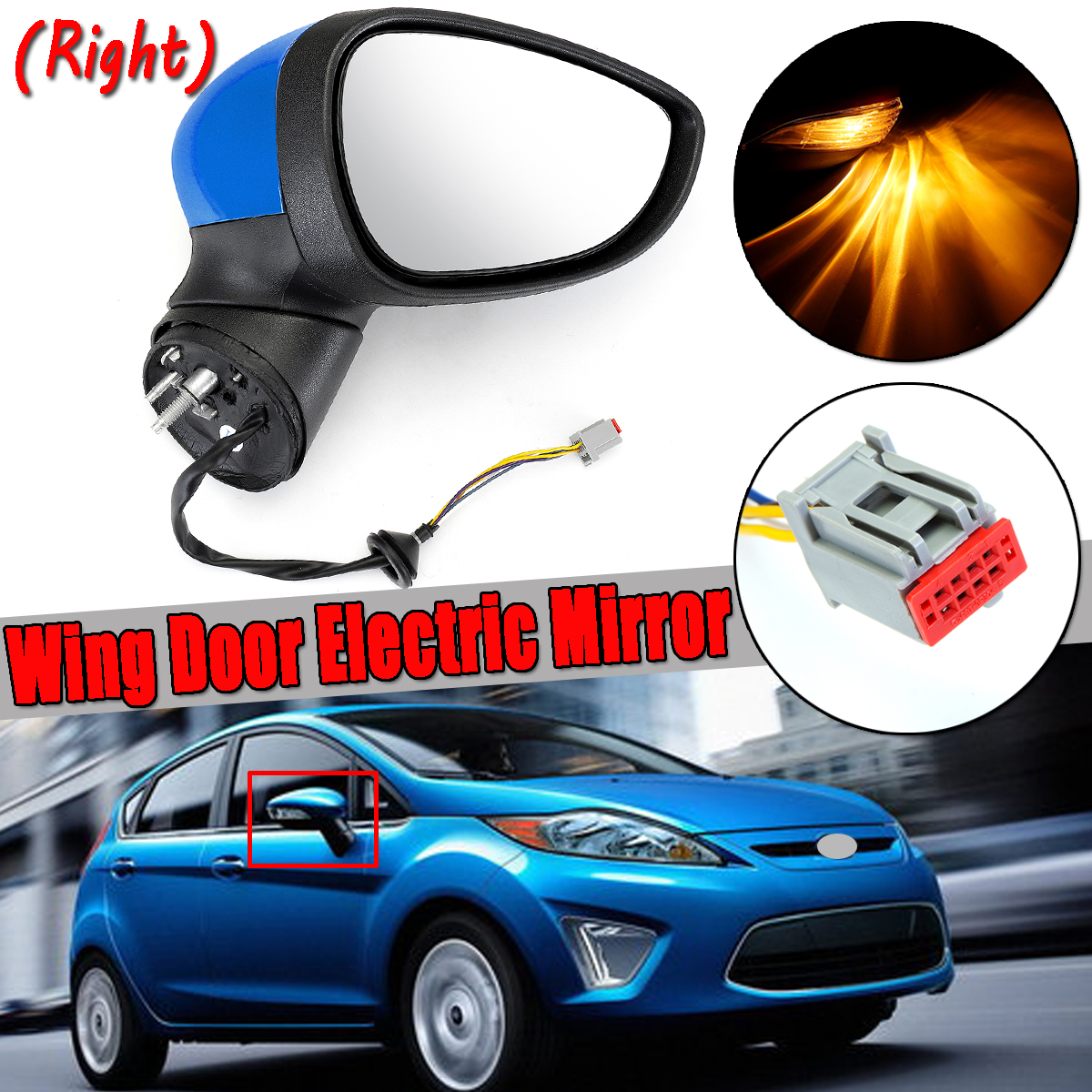 Nosii Electric Complete Wing Door Mirror Rear View Mirror for Ford Fiesta MK7 2008-2012 Color : Left passenger side