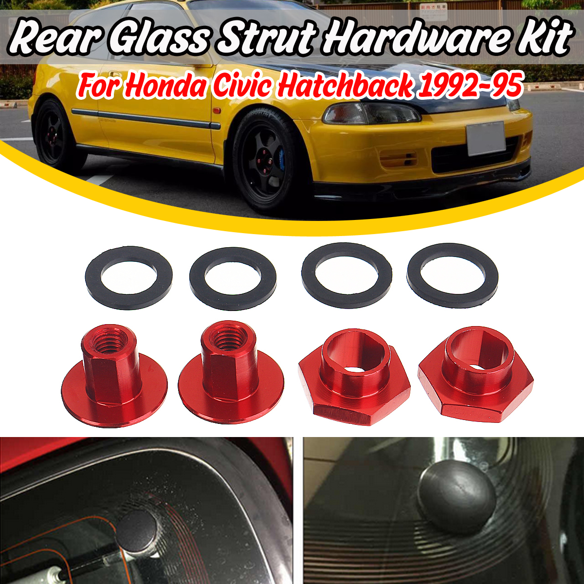 Aluminum Car Rear Glass Strut Hardware Kit For Honda Civic 3Dr Hatchback EG6 CRV
