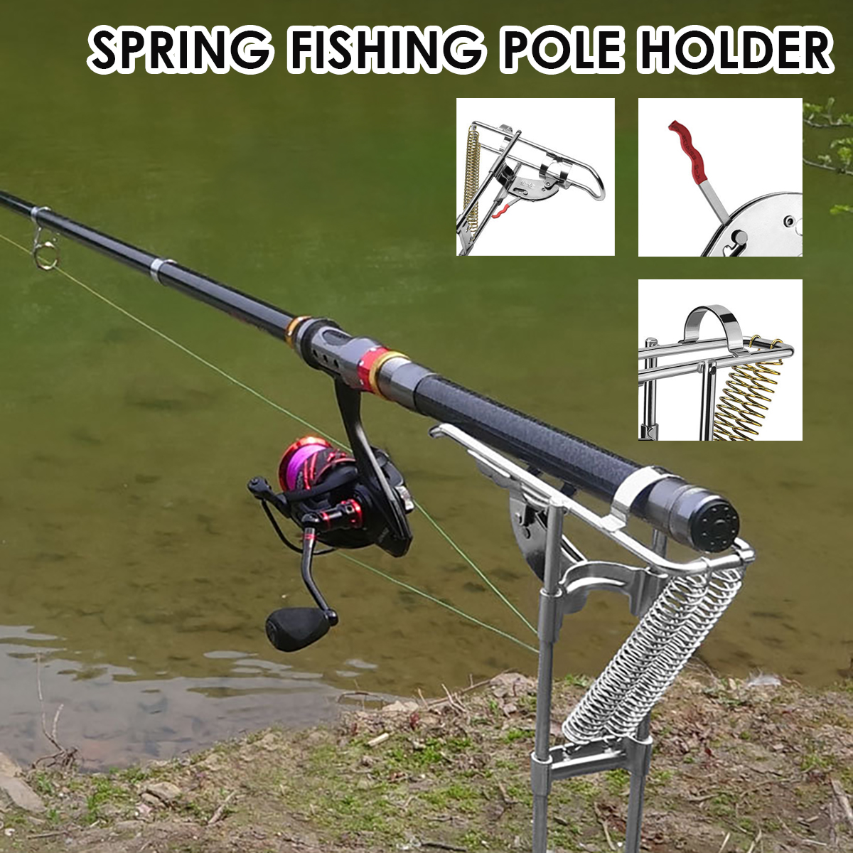 Automatic Double Spring Angle Pole Fish Pole Bracket Fishing Rod Holder Gift #K 