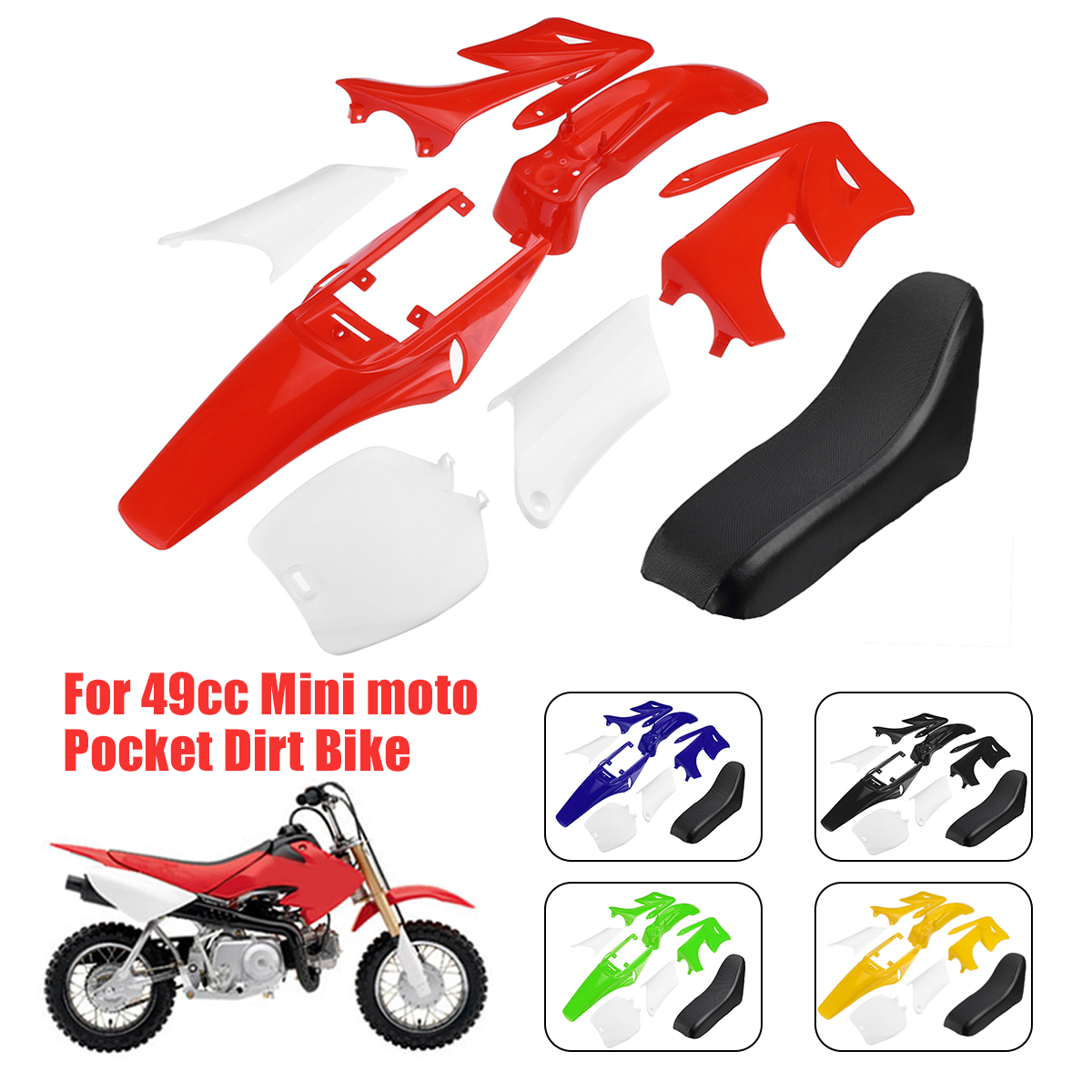Mini Moto Minimoto 49cc Full Fairings Plastics Kit With Seat etc West 