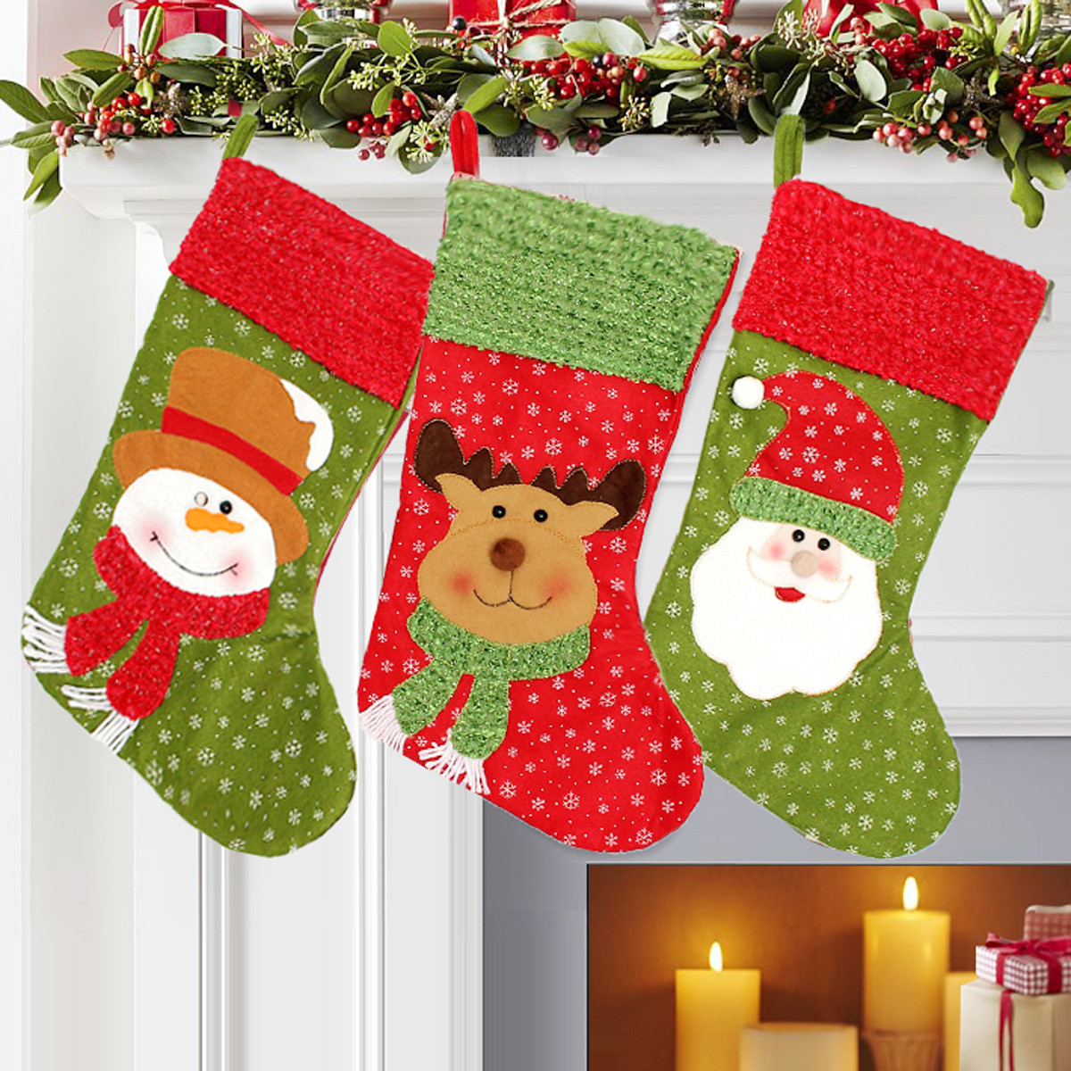 Christmas Santa Clau Snowman Elk Stockings Hanging Gift Bag Christmas Party Deocration