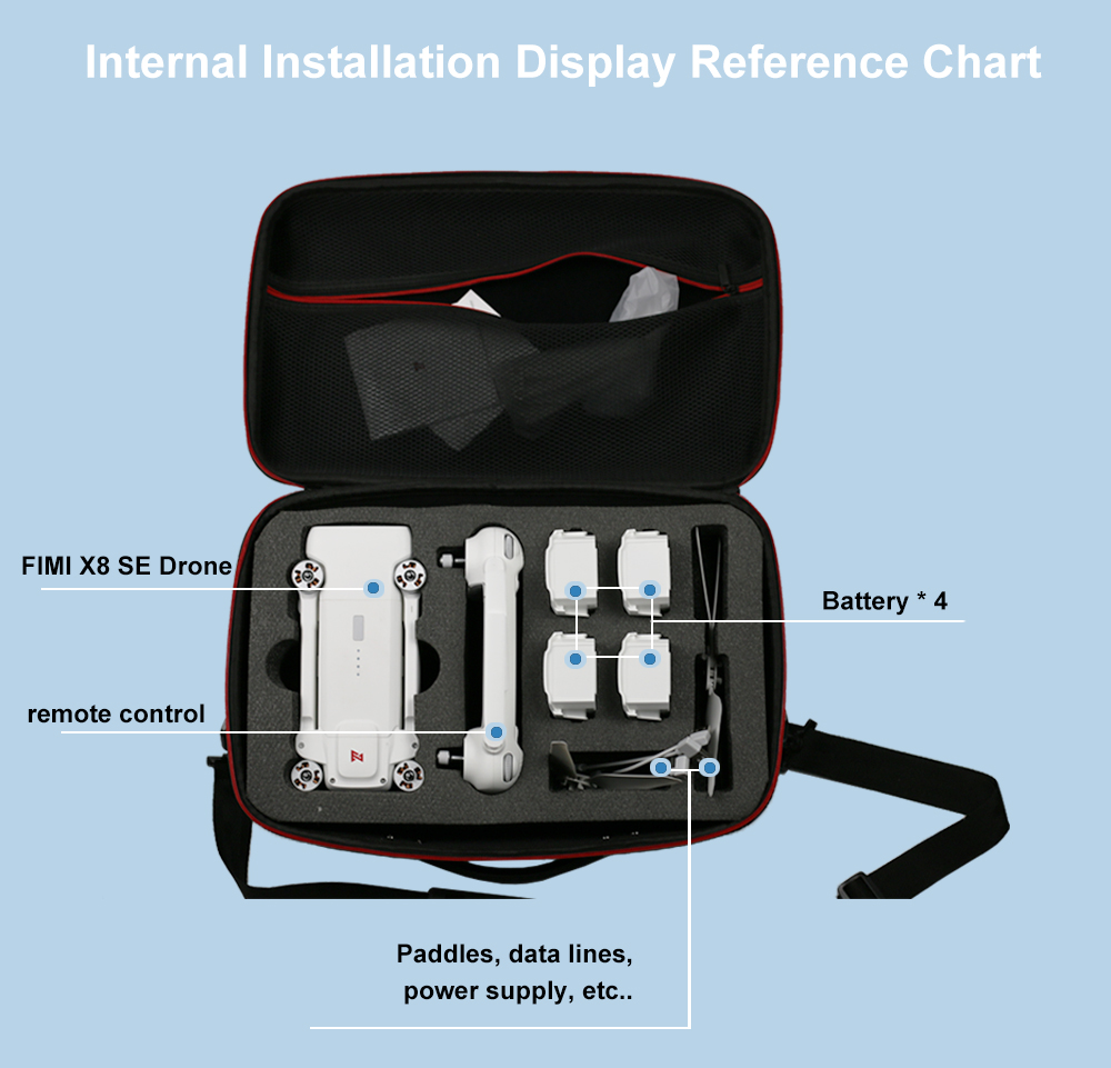 Portable Waterproof Storage Bag Handbag Carrying Box Case for FIMI X8 SE 2020 RC Drone - Photo: 2