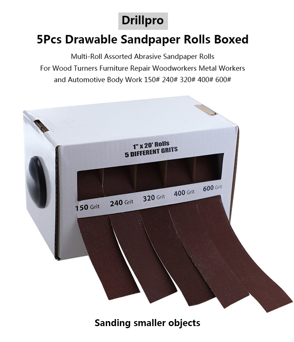 Drillpro 4pcs 25mmx6m Sanding Belt Roll Drawable Emery Cloth Sandpaper Grinding 