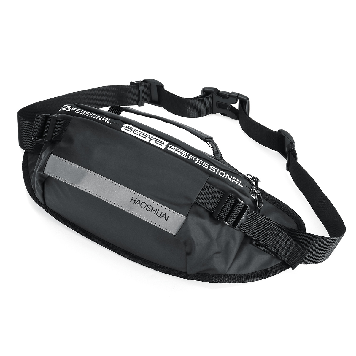 Unisex Outdoor Sports Waist Bag Mobile Phone Storage Bag with Reflective Strip 