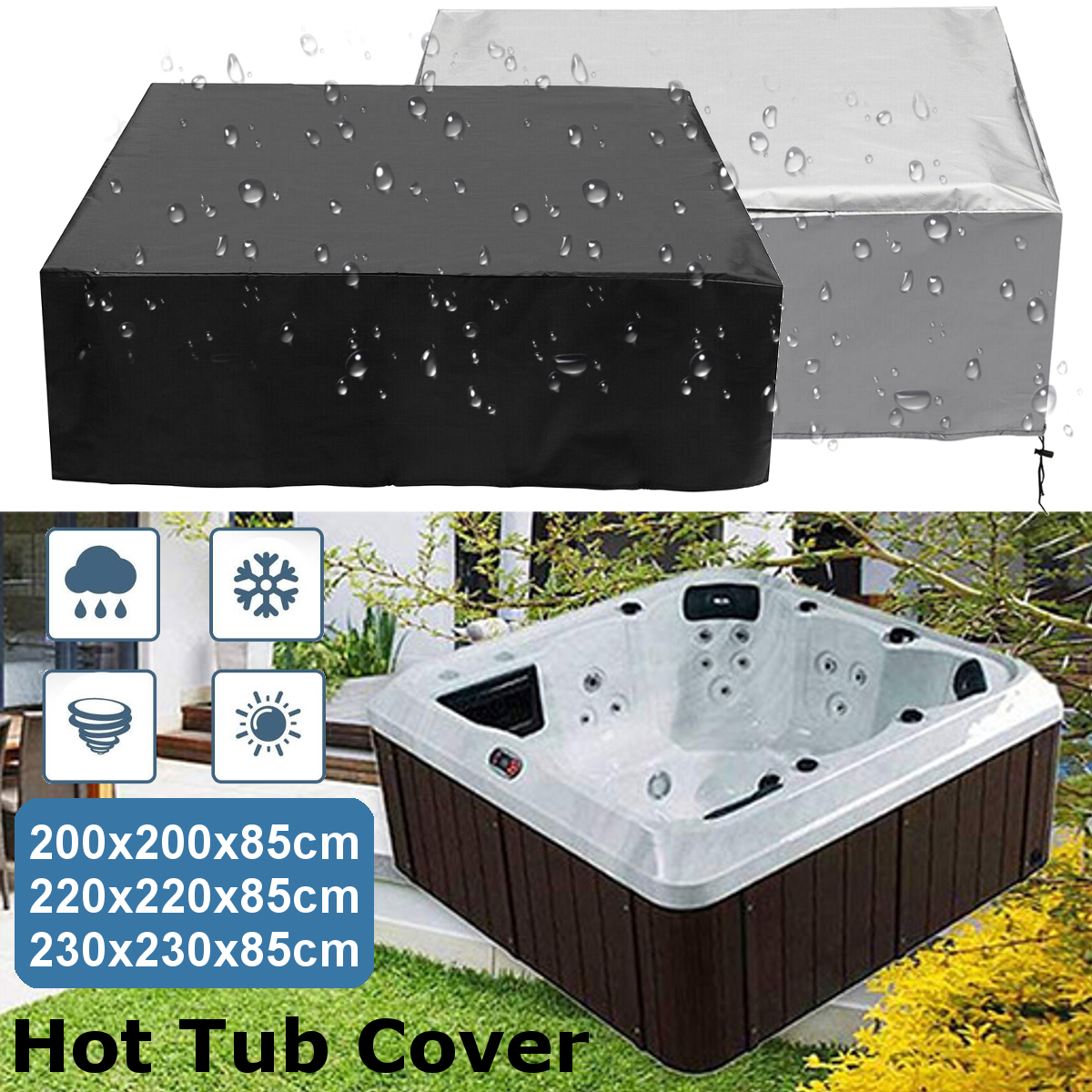 Hot Tub Spa Cover Cap Guard Waterproof Dust Protector Harsh Weather 2 Sizes NE 