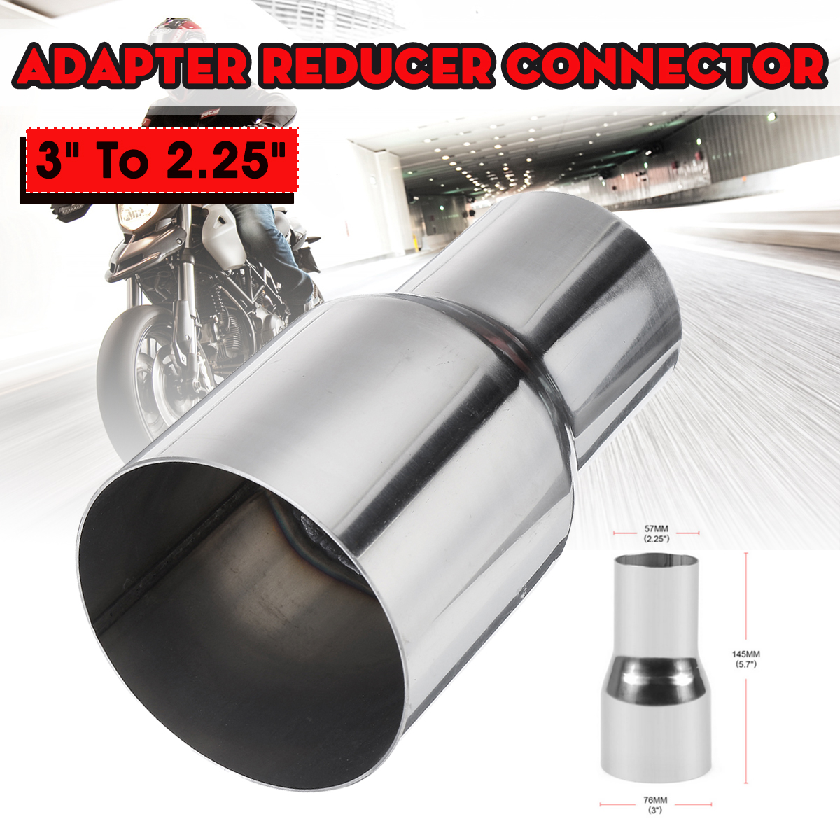 2¼" reducer Exhaust connector 304 Stainless steel weld on 57mm adapter 