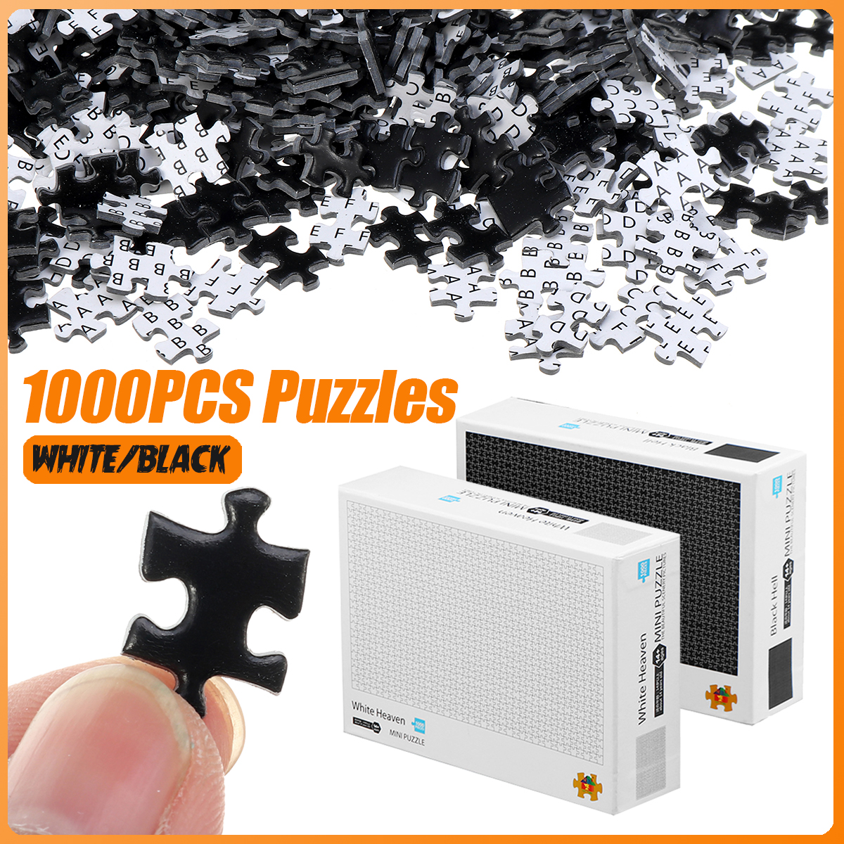 1000Pcs Pure Color White Black Paper Jigsaw Puzzle Toy DIY Assembly Educational Game Toy - Photo: 2