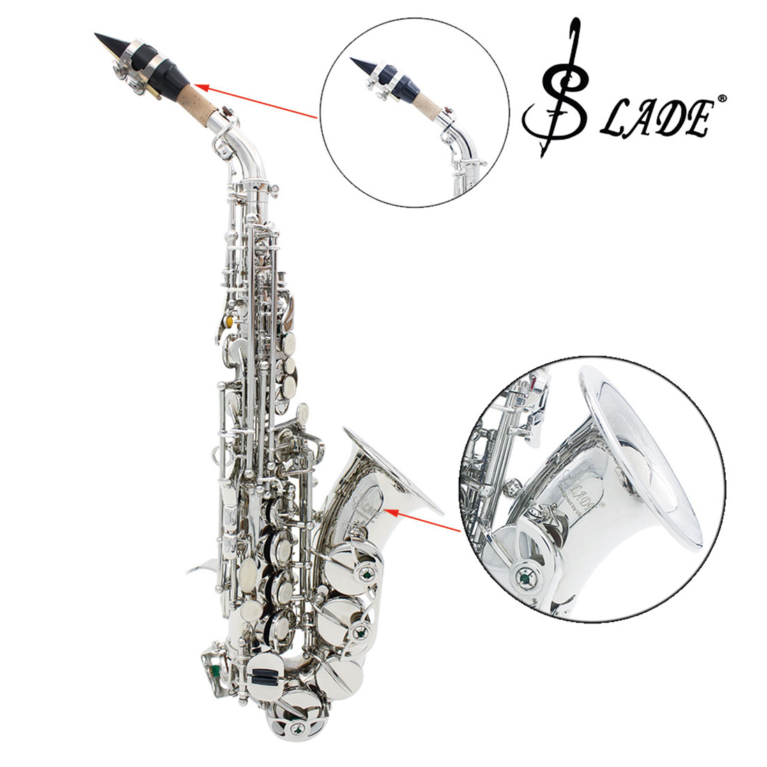 Slade Saxophone Alto Instrument E Fall Saxophone for Beginner with Cleaning Accessories - Photo: 2