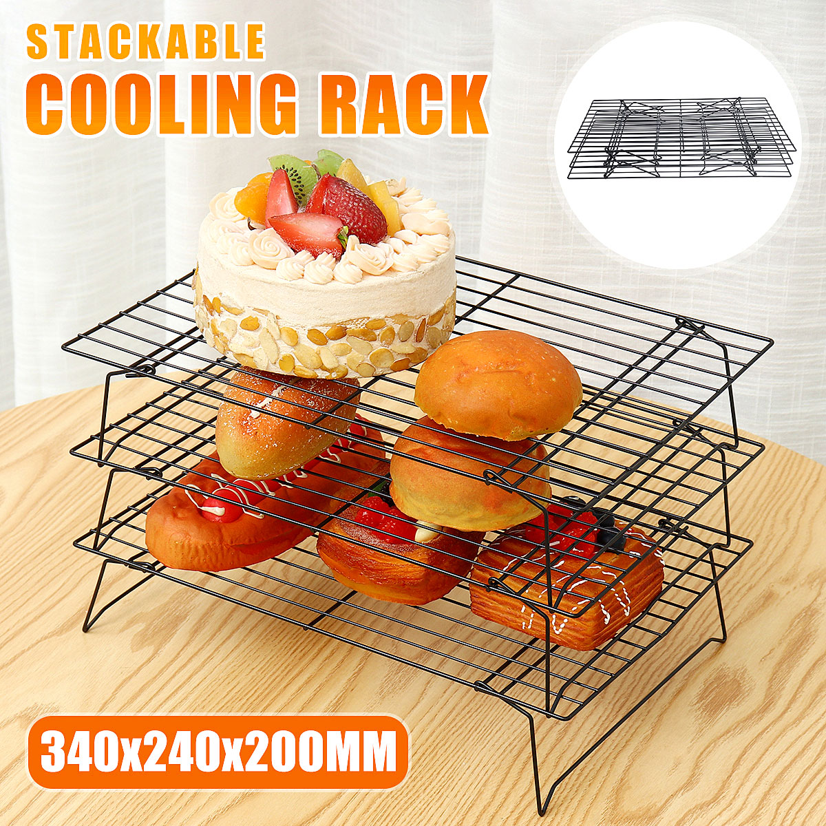 Nonstick Wire Cookie Baking Cooling Rack Frying Bread Tool Grid Cake 1 I9A6 