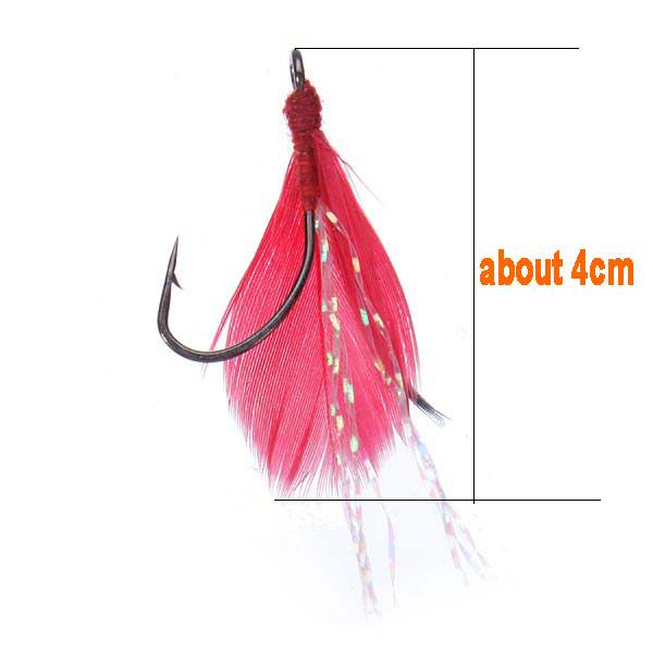 10pcs/set Sigle Hook Feather Fishing Bait Lure Hooks for Grass Carp 