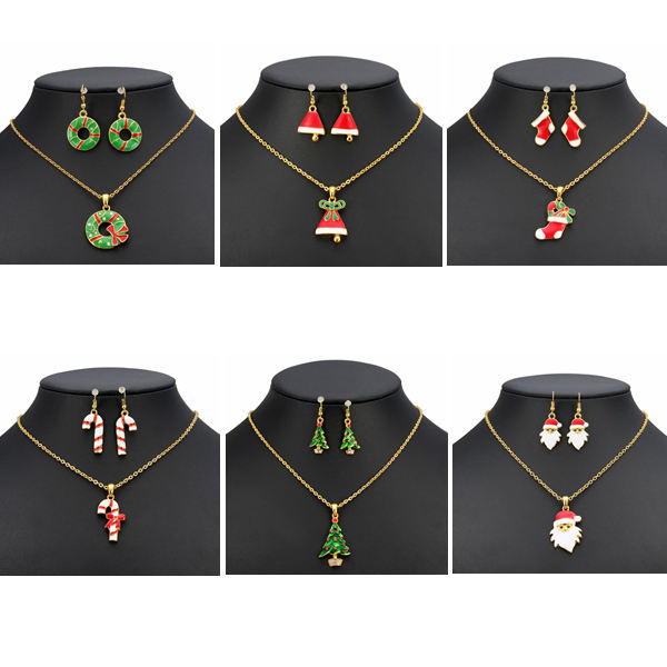 Christmas Enamel Jewelry Set