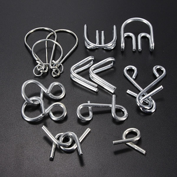 6Pcs Metal Wire Puzzles Games Ring Brain Teaser for Kids Adults IQ Test Toys 