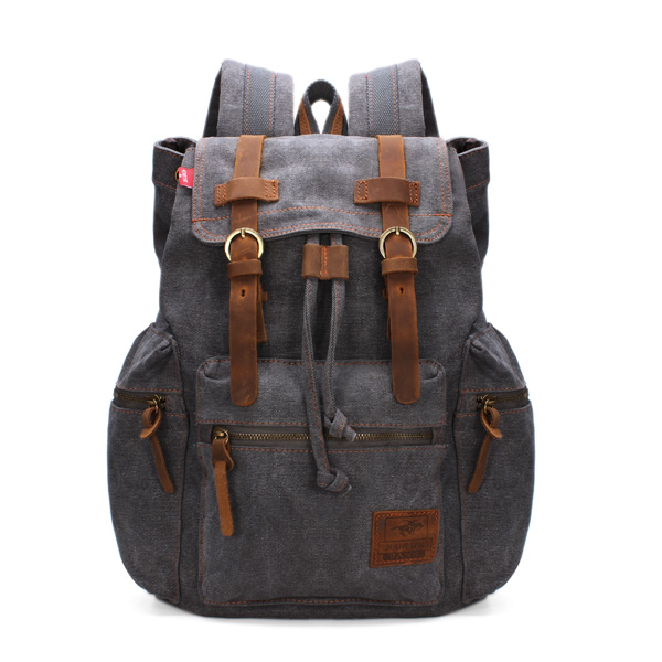 Men Vintage Rucksack School Bag Satchel Canvas Backpack Hiking Bag
