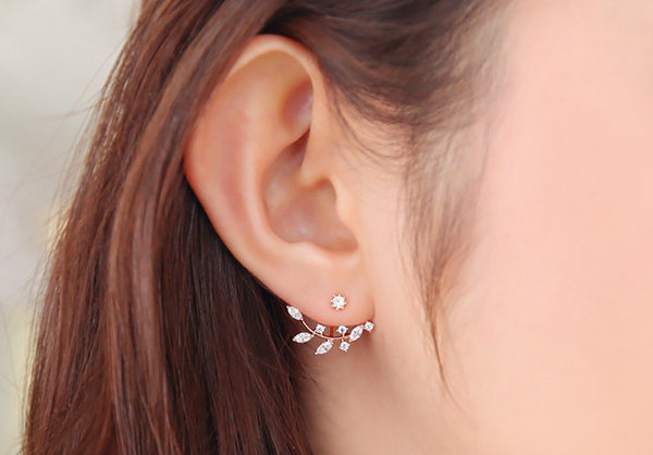 Leaves Crystal Stud Earrings