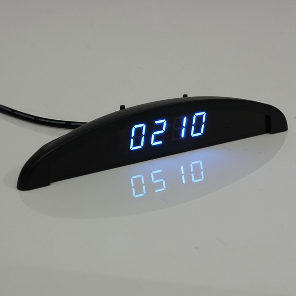 3 in 1 12-24V LED Digital Car Indoor Outdoor Thermometer Voltmeter Clock Monitor